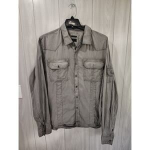 Zimego Men's Long Sleeve Button Up Shirt Sleeve Pocket Size 2xl Gray